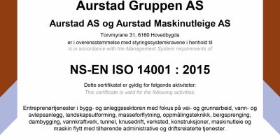 Aurstad Gruppen AS -ISO 14001-Cert.No.186_2025